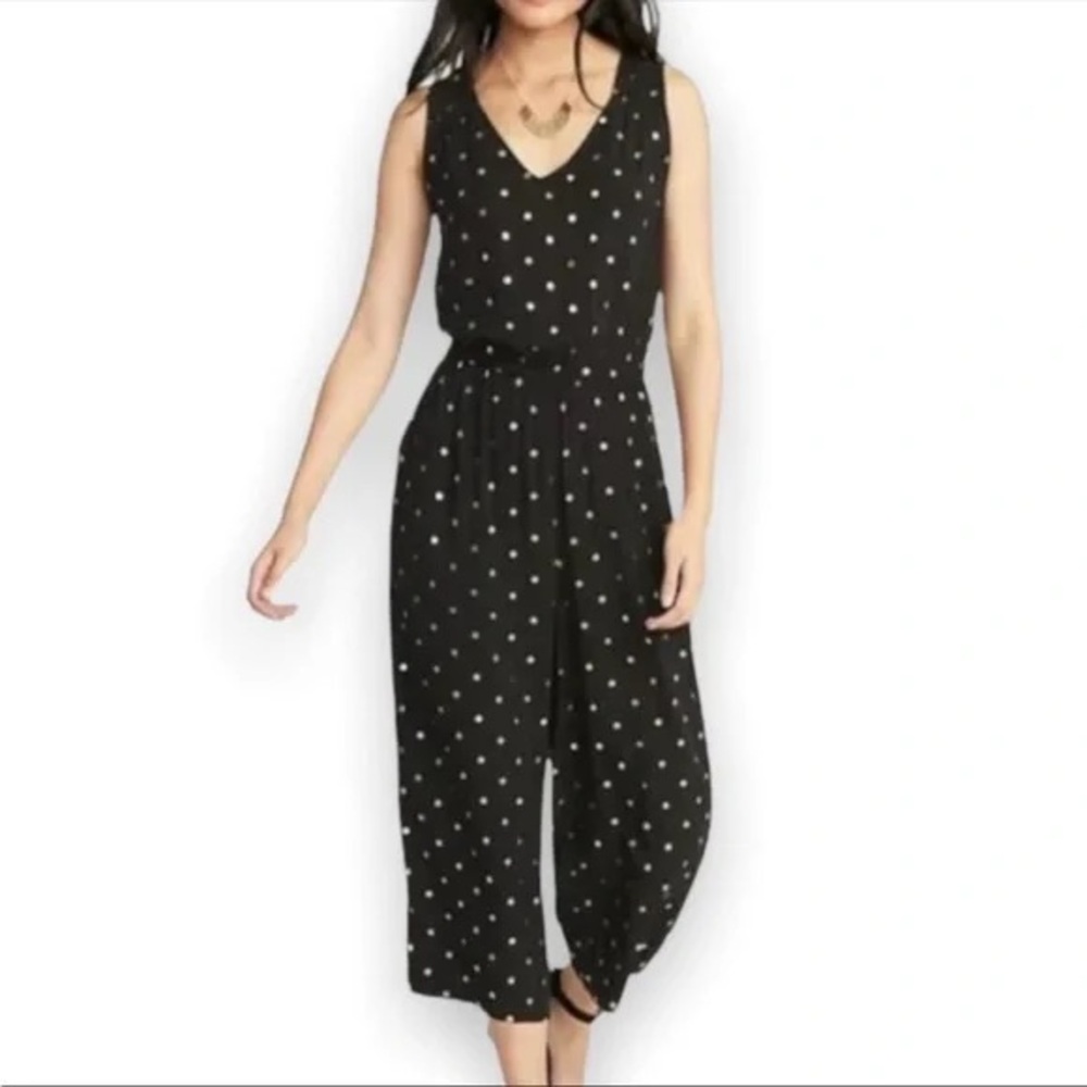 Old Navy Black and White Polka Dot Jumpsuit